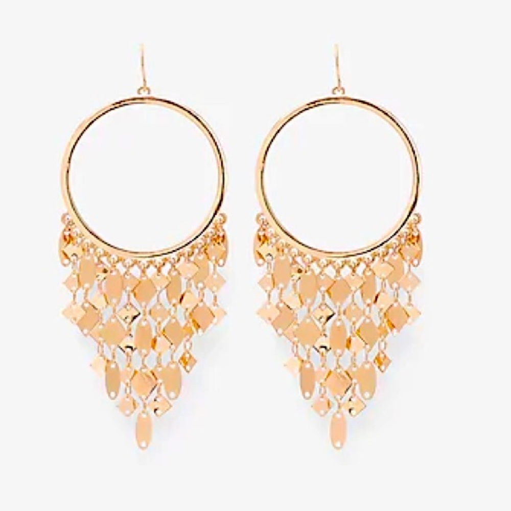 EXPRESS FRINGE CHAIN CIRCLE DROP EARRINGS